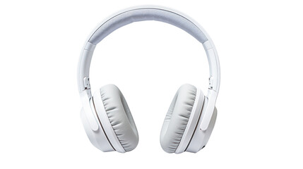 White Headphones isolated on transparent and white background.PNG image.