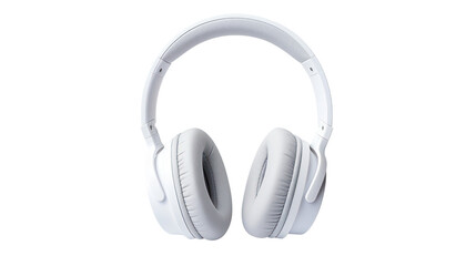 White Headphones isolated on transparent and white background.PNG image.
