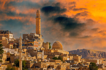 Ancient and stone houses of Old Mardin (Eski Mardin) with Mardin Castle, Located South Eastern of...