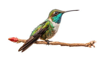 Fototapeta premium Broad Billed Hummingbird on a pure isolated on white background,PNG image.