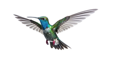 Obraz premium Broad Billed Hummingbird on a pure isolated on white background,PNG image.