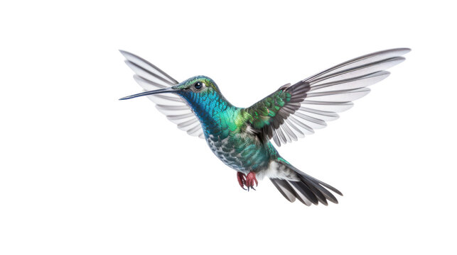 Broad Billed Hummingbird on a pure isolated on white background,PNG image.