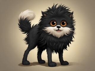 Dog like a black furball