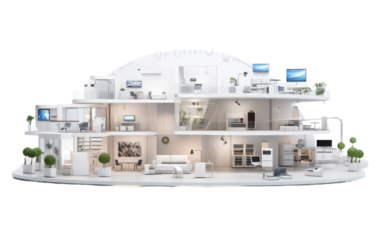Synchronized Wonders of a Smart, Interconnected Home on a White or Clear Surface PNG Transparent Background