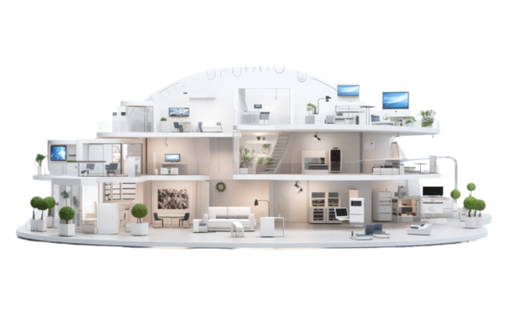 Synchronized Wonders of a Smart, Interconnected Home on a White or Clear Surface PNG Transparent Background