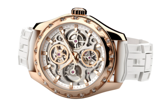 Adorning the Wrist with a Luxurious Masterpiece of a Wristwatch on a White or Clear Surface PNG Transparent Background