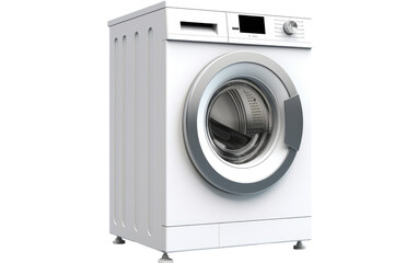Laundry with an Energy Efficient Washing Machine on a White or Clear Surface PNG Transparent Background
