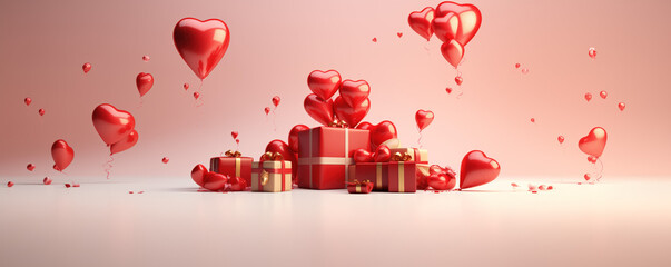 Obraz premium Hearts and Gifts Unite, Valentine’s Love Concept