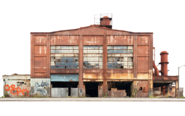 Rusty Relics and Stories in an Abandoned Urban Factory on a White or Clear Surface PNG Transparent Background