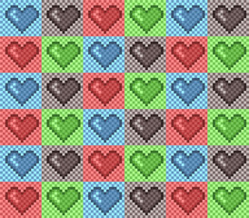 The seamless color background with hearts.
