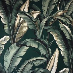 classic dark green foliage leaves illustration background
