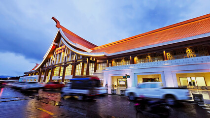 Luang Prabang Railway Station Laos at twilight rian season