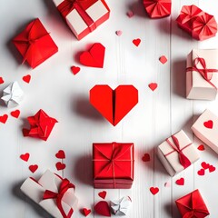 valentine card with red hearts and bow