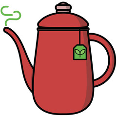 Hot teapot with tea leaves	
