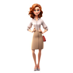 A 3D character of a confident mom with a warm smile, presented against a clear background. Illustration