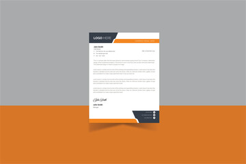 letterhead template vector, minimalist style, printing design, business template, flyer layout, orange white & black concept background