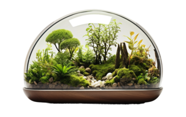 Serenity with a Precision Crafted Digital Terrarium on a White or Clear Surface PNG Transparent Background