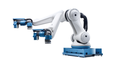 Automation Performance with Art Collaborative Robots on a White or Clear Surface PNG Transparent Background