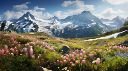 Exploring the Beauty of Alpine Meadow Wildflowers - obrazy, fototapety, plakaty