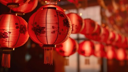 Chinese red paper lanterns. Chinese New Year celebration