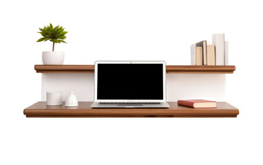 Fototapeta premium Productivity with Floating Desk Shelves in Any Room on a White or Clear Surface PNG Transparent Background