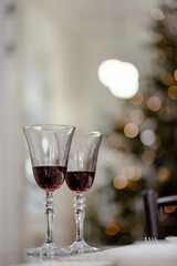 red wine in the flute