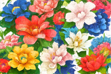 Abstract beautiful oil painting flower illustration