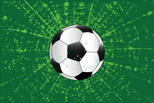 Soccer Football Over A Green Splatter