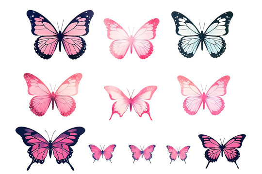 Set of butterfly silhouettes 