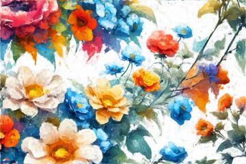 Abstract beautiful oil painting flower illustration