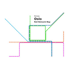 Layered editable vector illustration of Rail Network Map of Oslo,Norway - obrazy, fototapety, plakaty