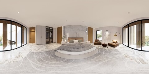 Interior Empty Modern Loft house open space .Living room and pantry kitchen. home office .duplex space interior .3D Rendering .