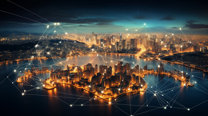 Naklejka premium Concept for data flow and wireless communication technologies.