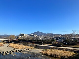 鴨川から眺める京都の山