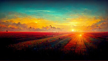 colorful sunset landscape sunrise background abstract gradient - obrazy, fototapety, plakaty