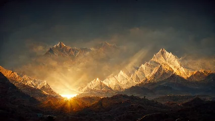 Schilderijen op glas mountain valley landscape background nature sky screensaver © Mac