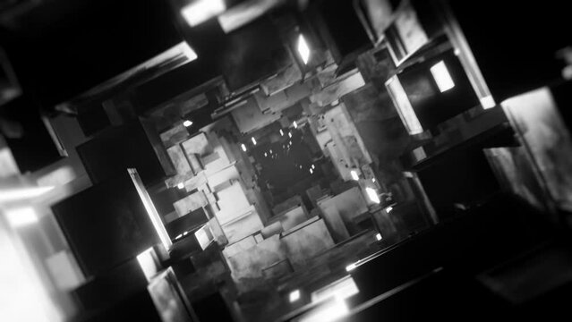 abstract sci-fi tunnel animation background, 4k vj seamless loop