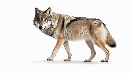 Timber wolf or Grey Wolf Canes lupus isolated on white background