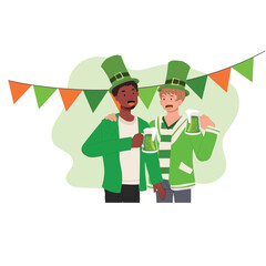 Happy People Celebrate St Patrick Day.  Irish Festival of Joy and Tradition