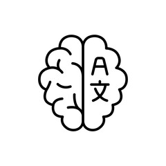 Brain translation outline icons, minimalist vector illustration ,simple transparent graphic element .Isolated on white background