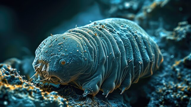 Microscopic photography of Tardigrade, water Bear. Generative AI	