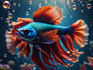 Fototapeta premium Betta splendens fish in aquarium