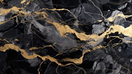 Gold Marble Background with Black Veins