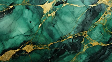 Elegant Emerald Green and Gold Marble Texture Background