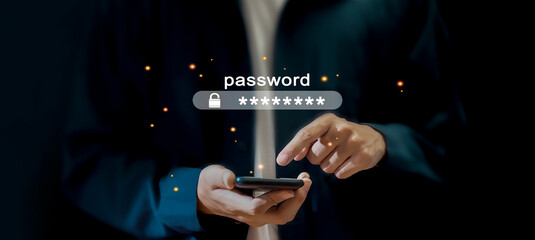 Password to enter the security system User cyber security concept	