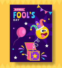 April Fools Day Vertical Poster Flat Cartoon Hand Drawn Templates Background Illustration