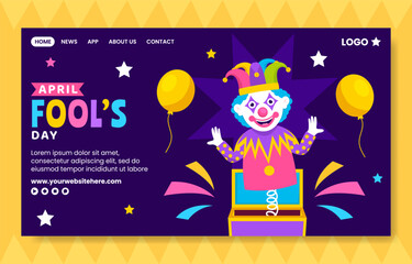 April Fools Day Social Media Landing Page Cartoon Hand Drawn Templates Background Illustration