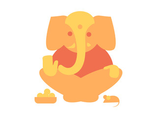 Hindu god Ganesha. Flat vector illustration.