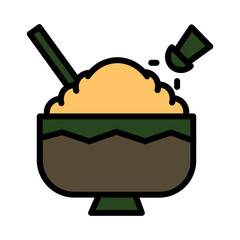 Food Bowl Rice Filled Outline Icon