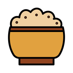 Bowl Eat Rice Filled Outline Icon